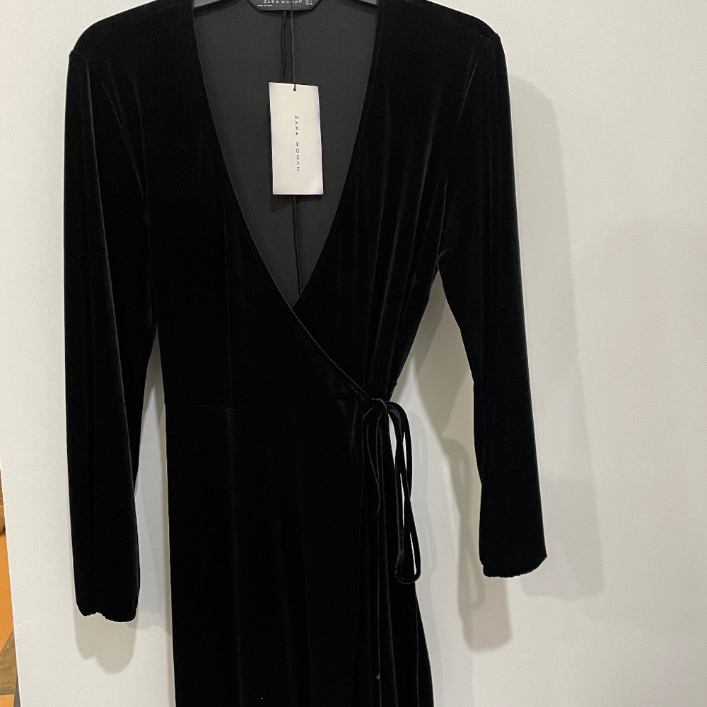 Zara velvet wrap dress